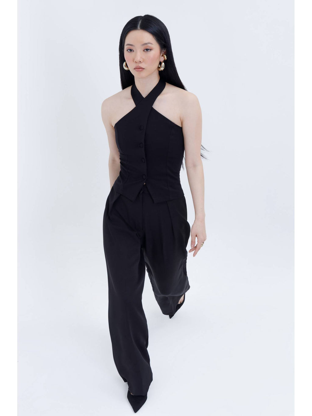 Black Halter Neck Top | HT67 - view 2