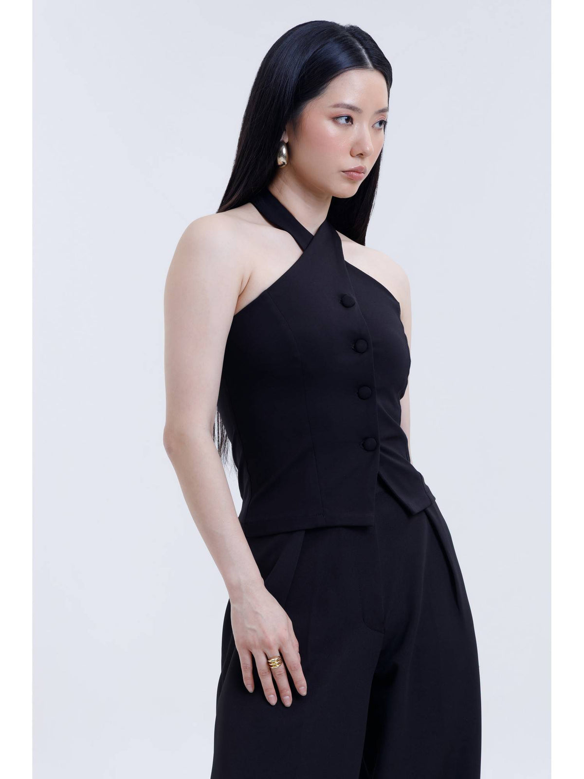 Black Halter Neck Top | HT67 - view 3