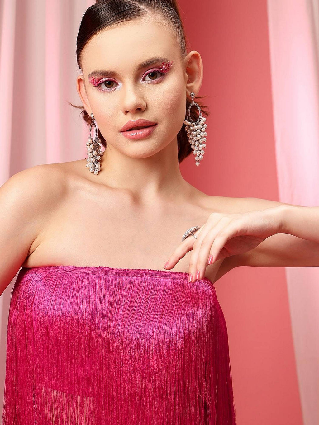 Pink Fringes Crop Top | CT61 - view 4