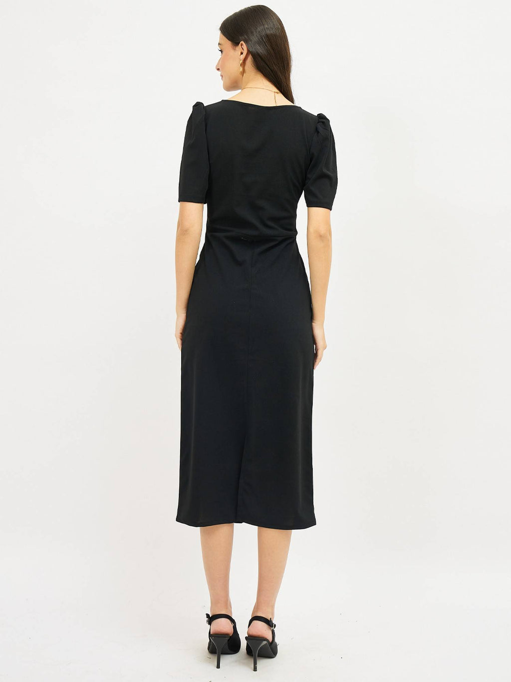 Embroidered Corset Black Dress | D56 - view 2