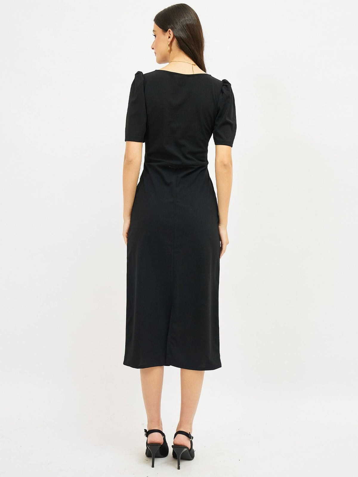 Embroidered Corset Black Dress | D56 - view 2