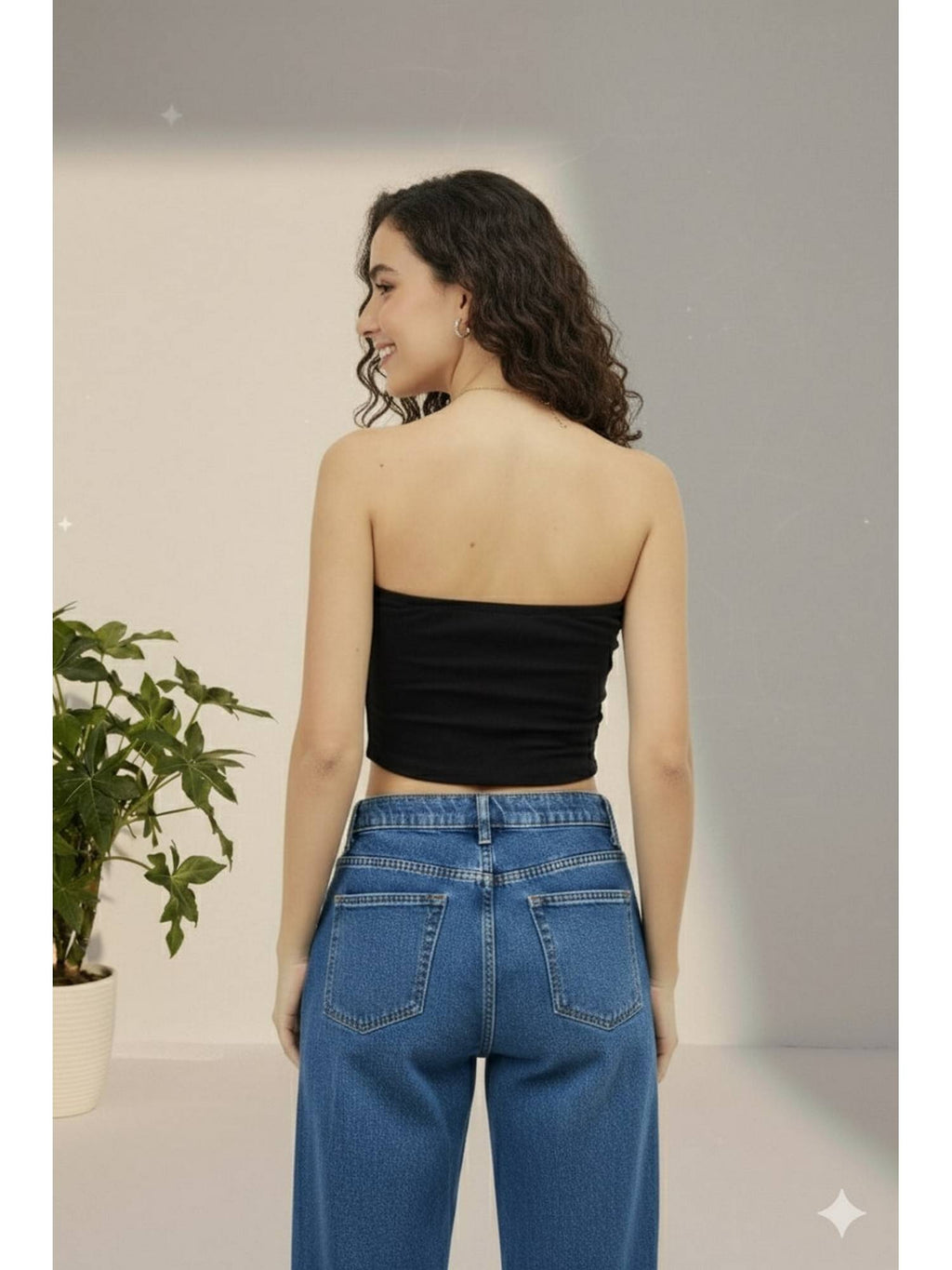 Solid Corset Black Top | TT90 - view 2