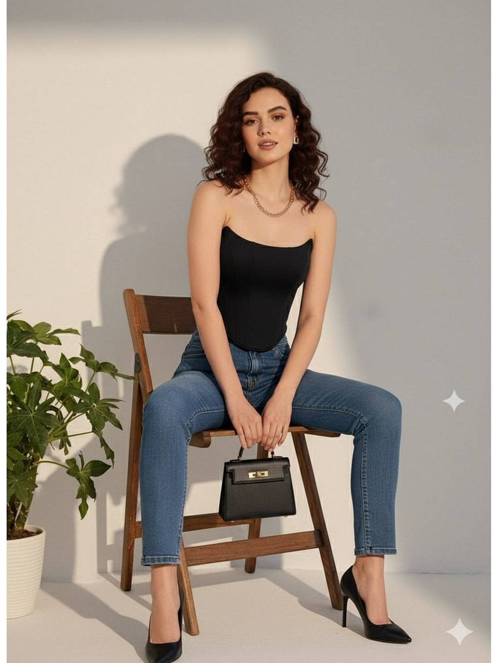 Solid Corset Black Top | TT90 - view 5