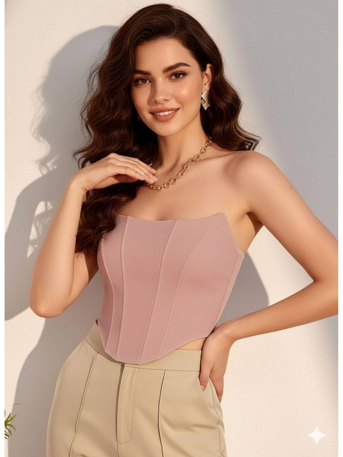 Solid Corset Pink Top | TT90 - view 1
