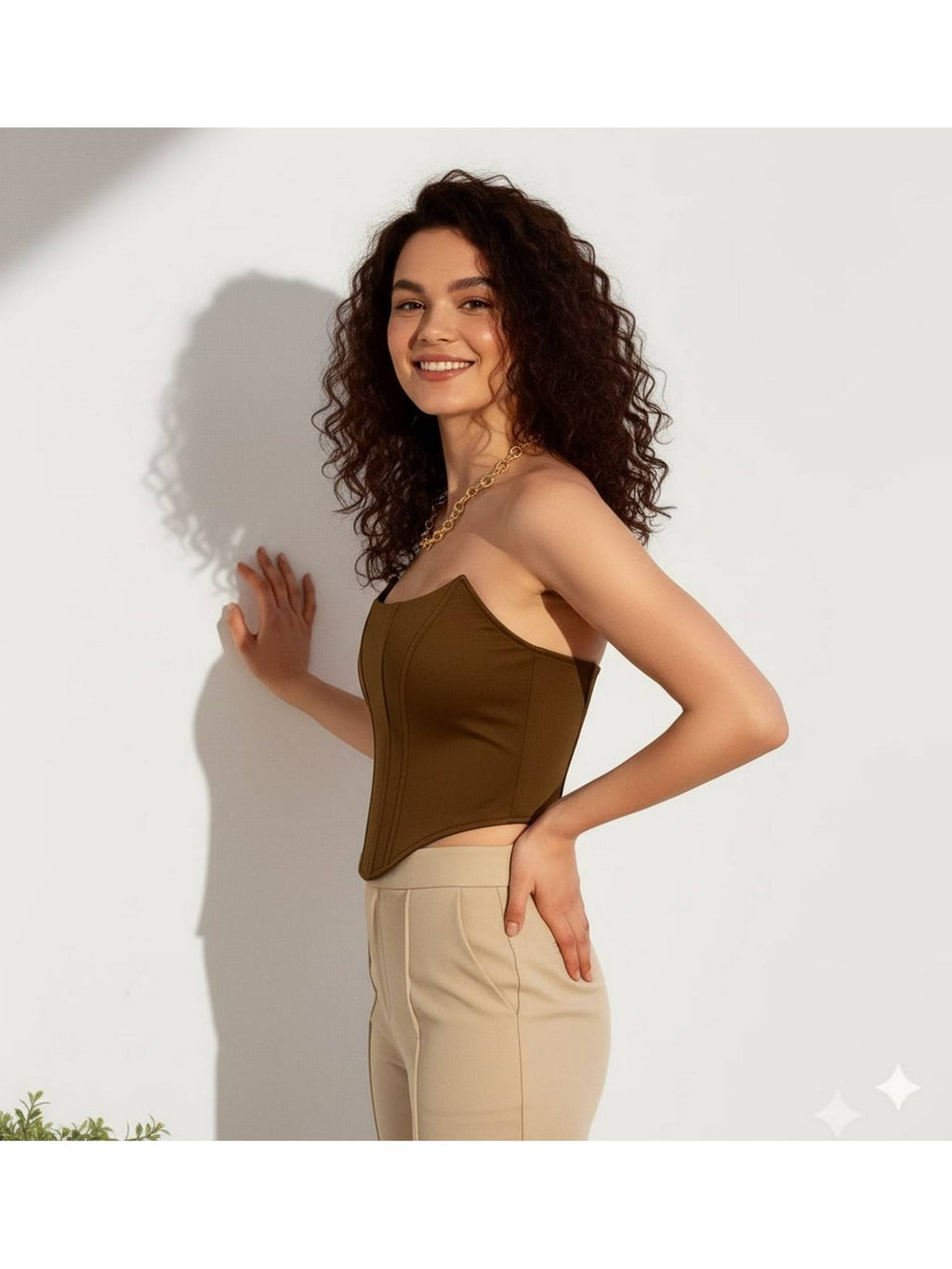 Solid Corset Brown Top | TT90 - view 4
