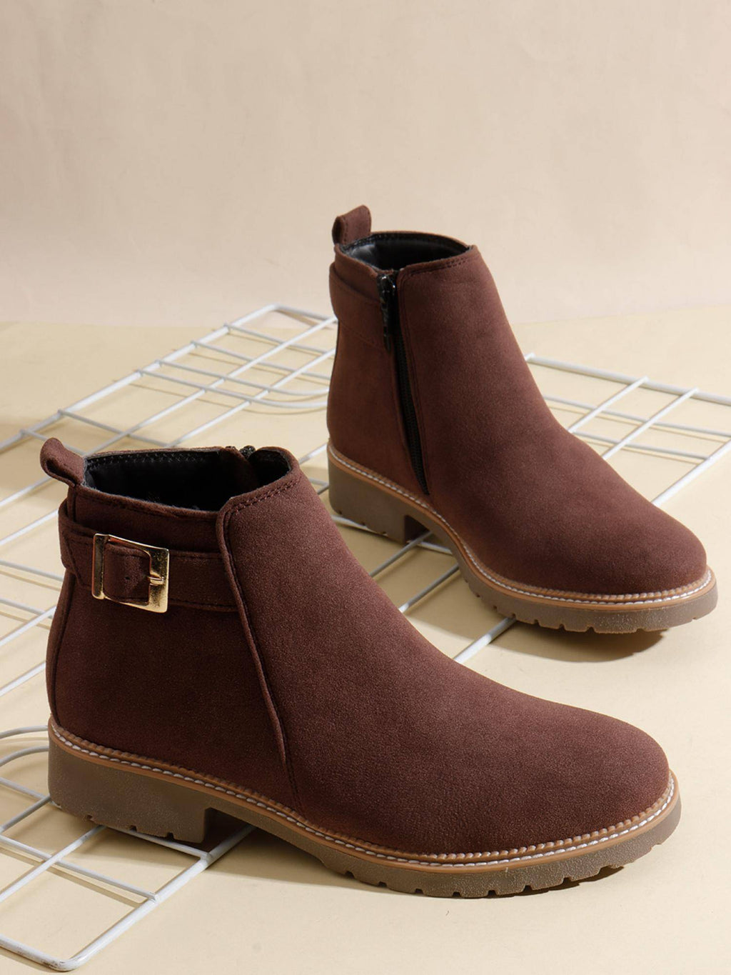 Women Dark Brown Buckled Boots | BT61 - view 3