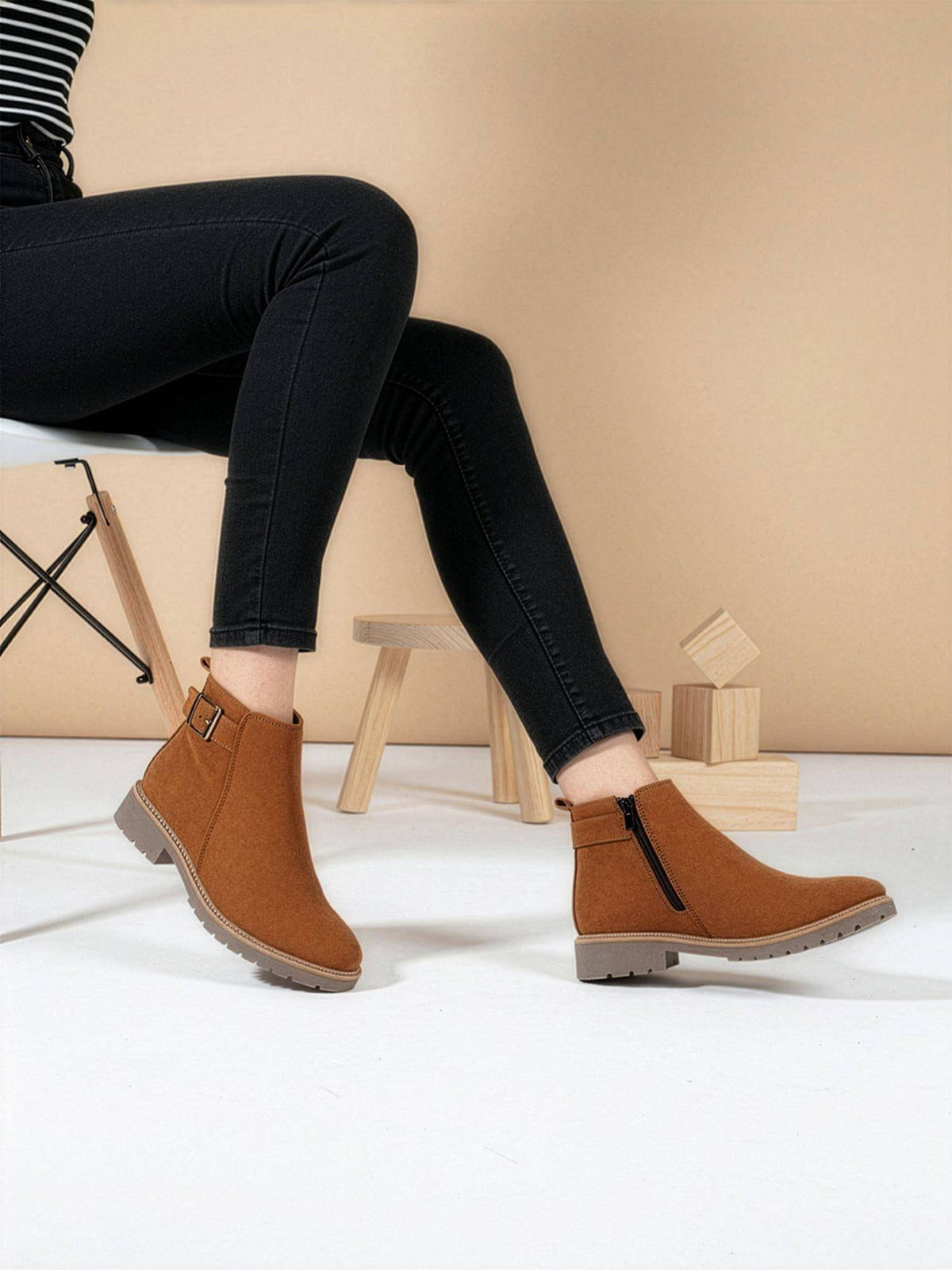 Women Brown Buckled Boots | BT61 - view 2