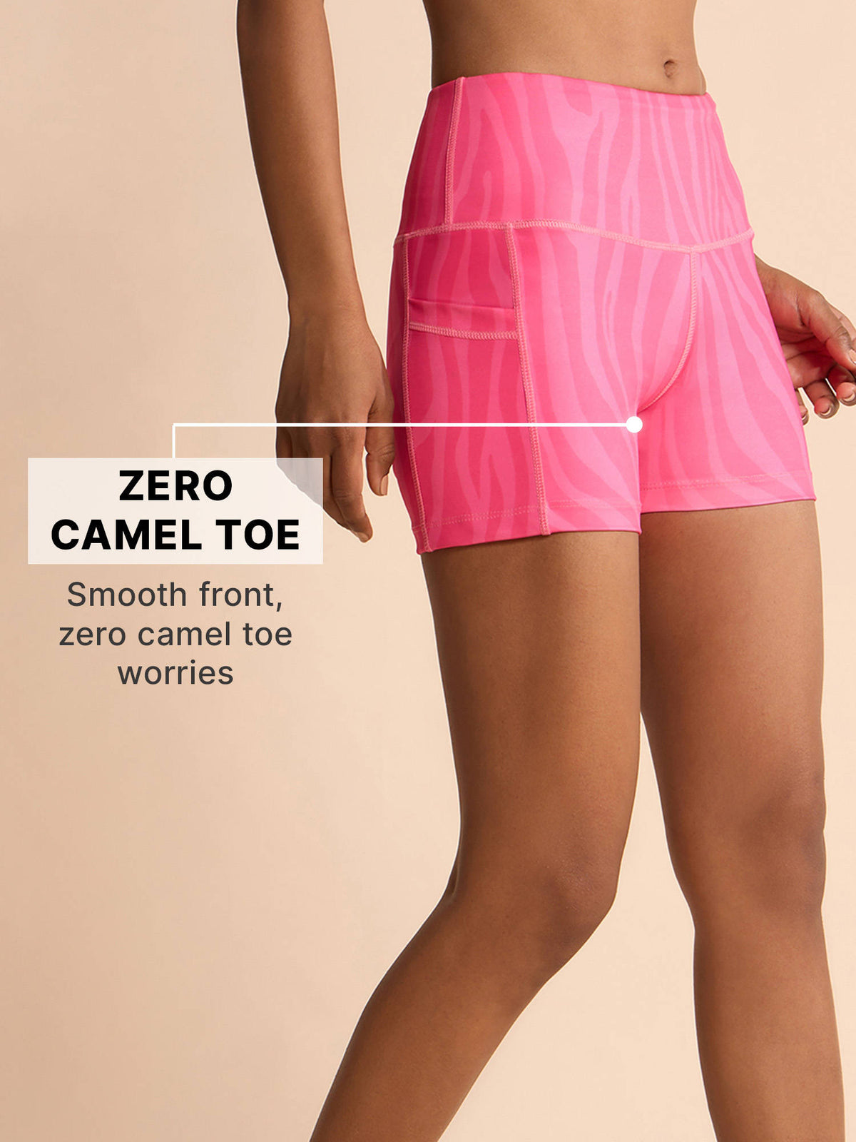 High-Waisted Workout Booty Shorts with Pockets in KICASKN™ Fabric KIC403-Pink Printed - view 2