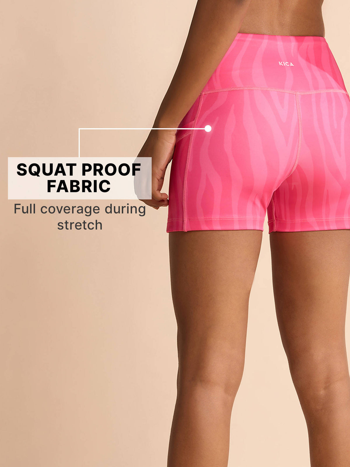 High-Waisted Workout Booty Shorts with Pockets in KICASKN™ Fabric KIC403-Pink Printed - view 5