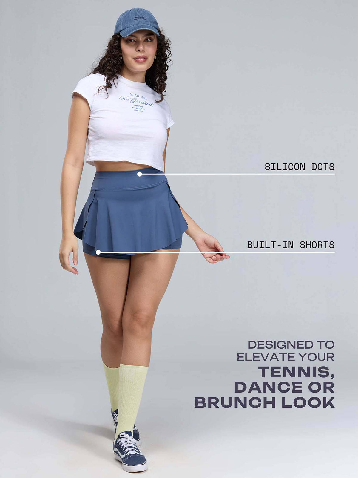 Steel-Blue Swirl Tennis Skort - view 3