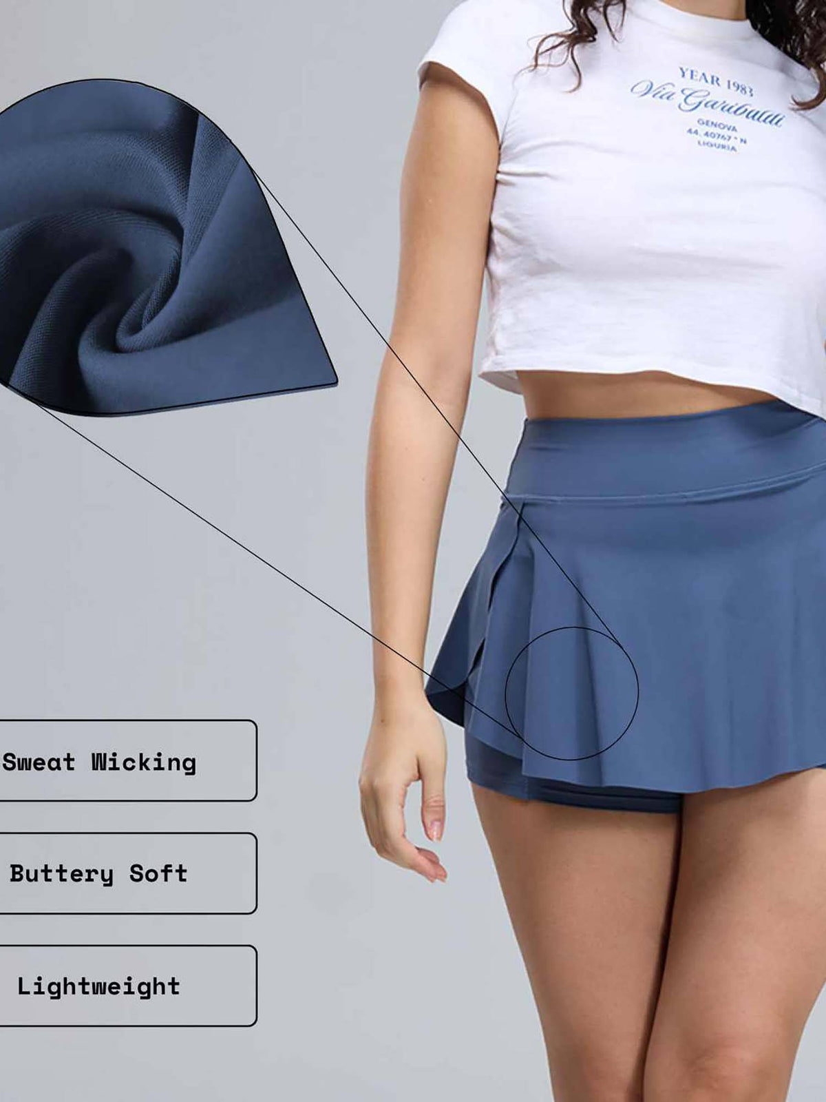 Steel-Blue Swirl Tennis Skort - view 4