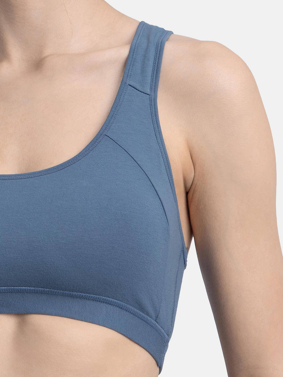 1380 Wirefree Padded Cotton Elastane Active Bra - Black | sb09 - view 36