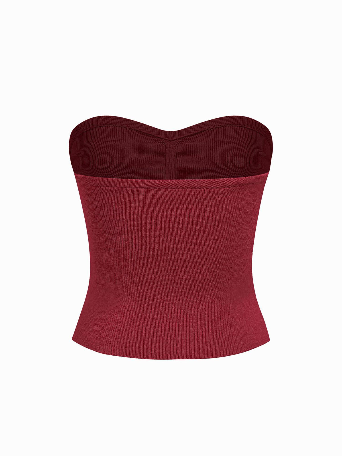 Maroon Faux Pearl Split Ruched Knit Crop Top | CT61 - view 7