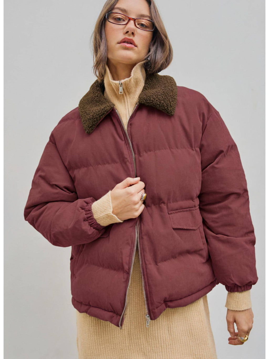 Teddy Collar Pocket Puffer Jacket | JC78 - view 9