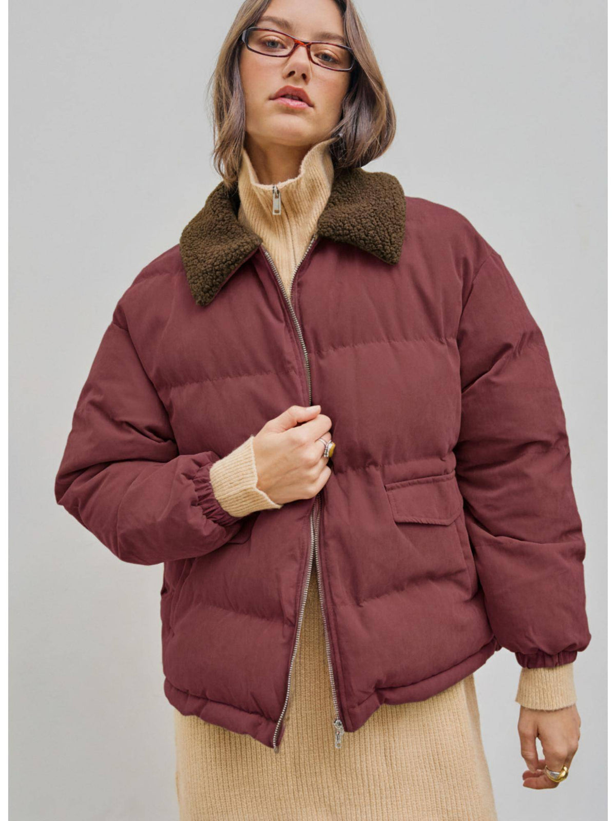 Teddy Collar Pocket Puffer Jacket | JC78 - view 9
