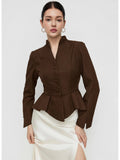 Split Peplum Long Sleeve Jacket | JC78 - view 1