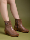 Smart Casual Side Buckle Detailed Tan Boots | BT61 - view 1