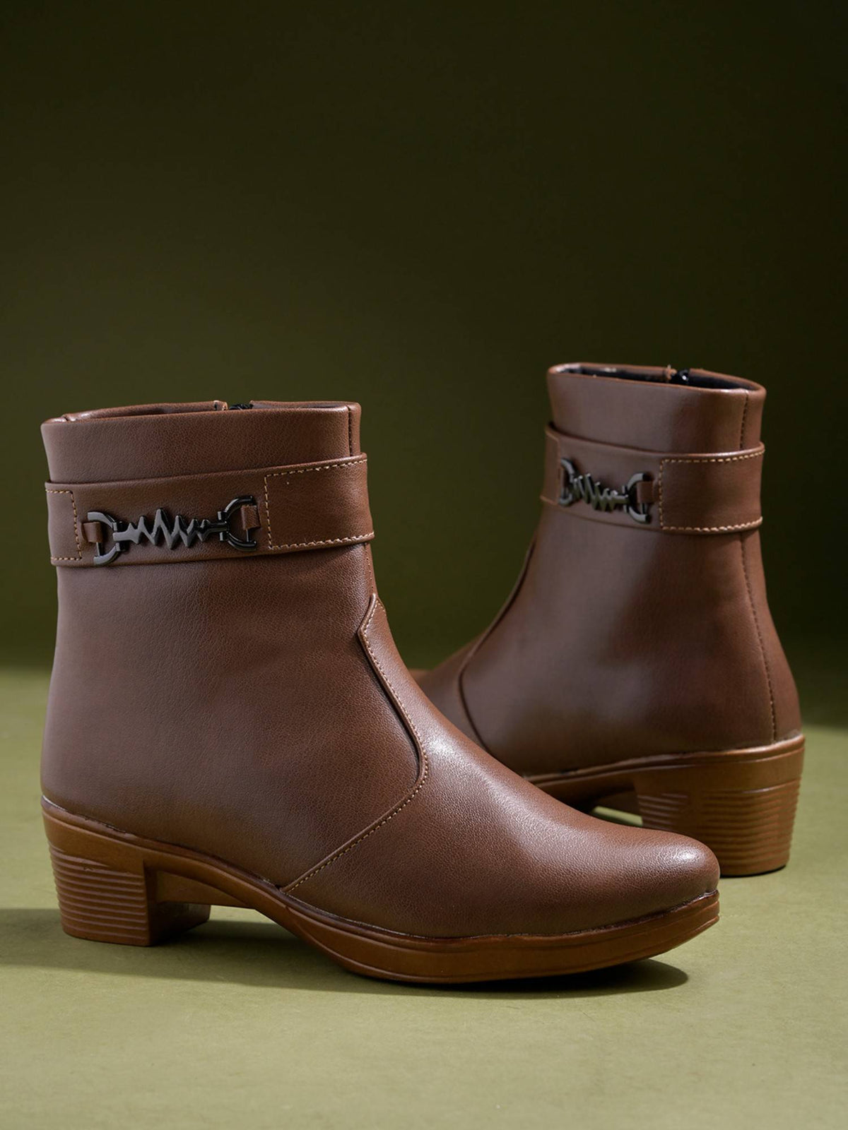 Smart Casual Side Buckle Detailed Tan Boots | BT61 - view 4