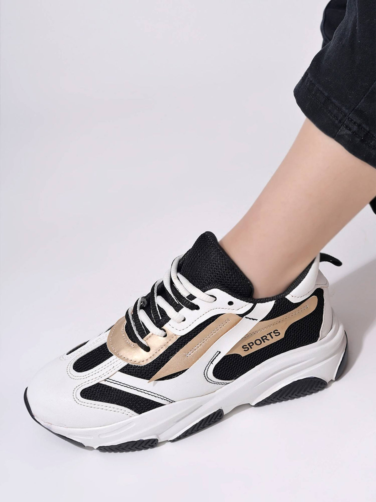 Smart Casual Comfortable Black & Gold Sneakers | SN09 - view 6