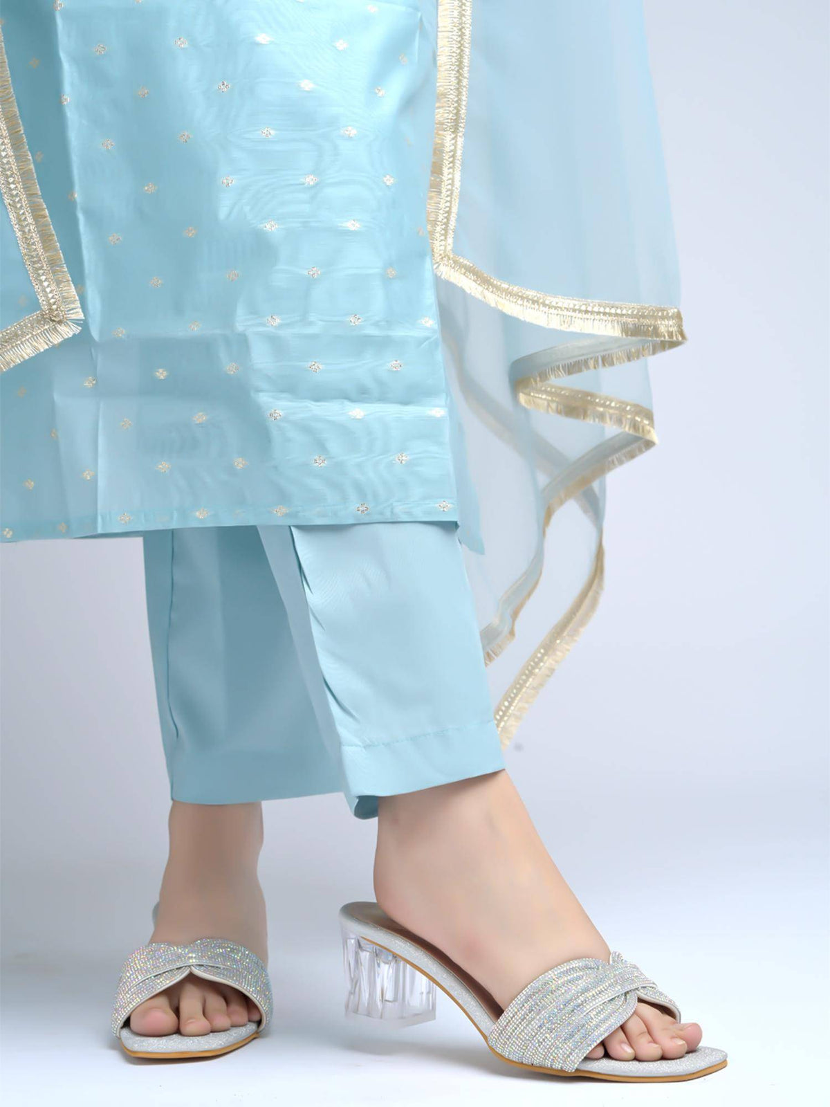 Womens Embellished Rhinstone Rose Gold Heels | H78 - view 5