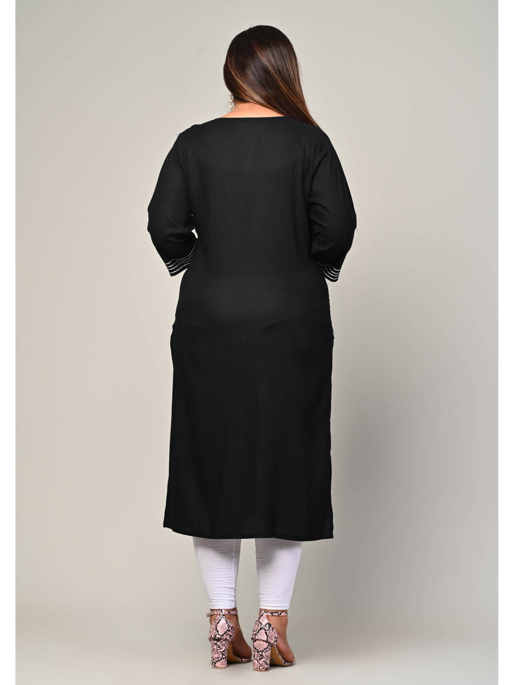 Women Plus Size Round Neck Kurta -Yellow | KDG - view 11