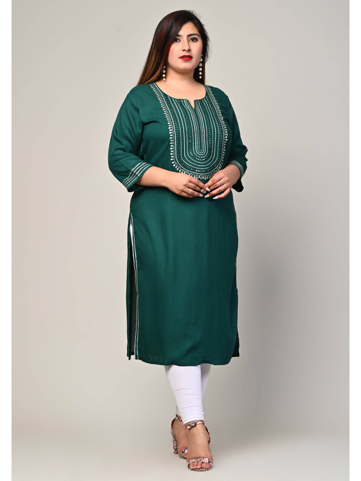 Women Plus Size Round Neck Kurta -Yellow | KDG - view 18