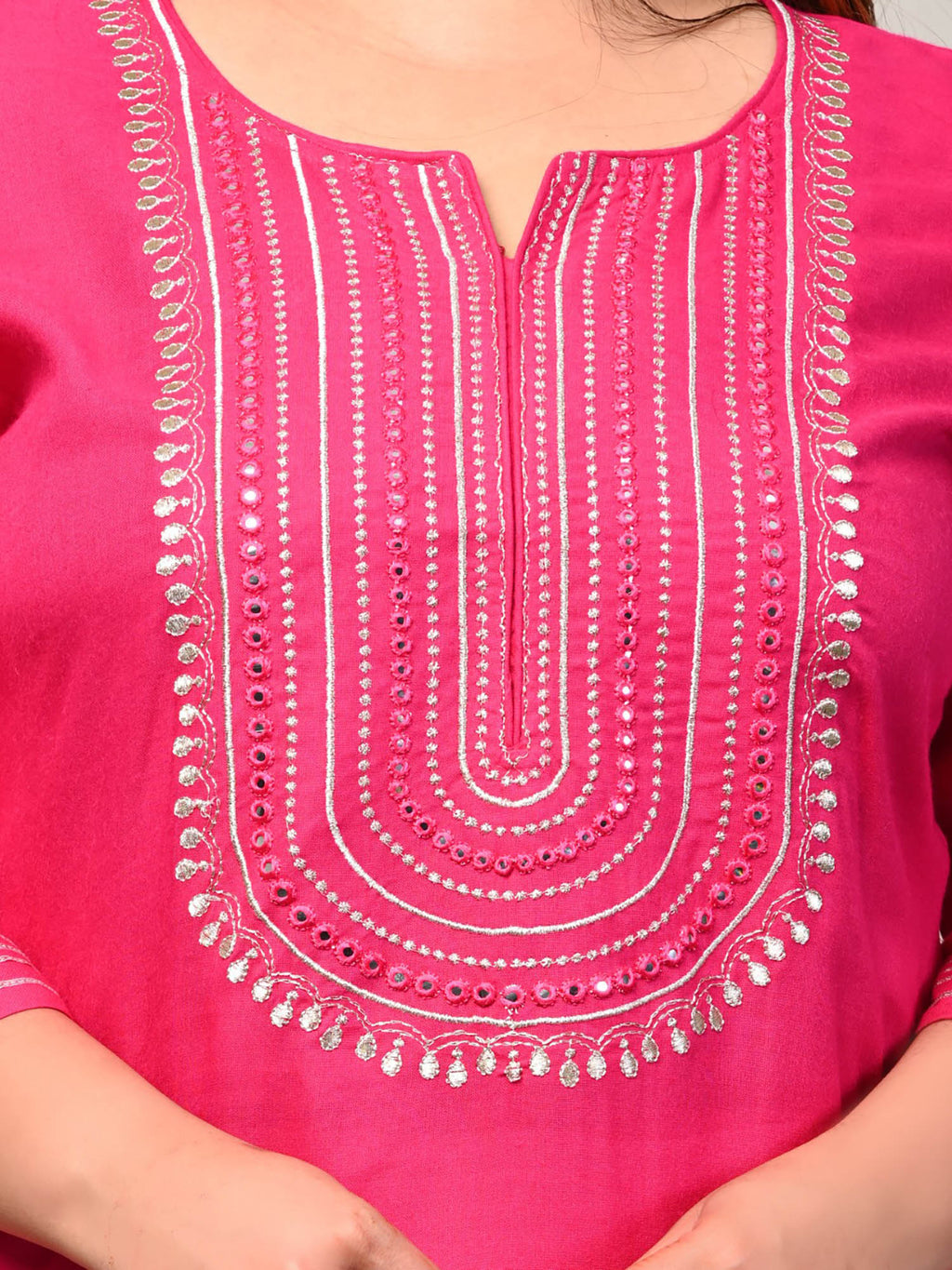 Women Plus Size Round Neck Kurta -Turquoise | KDG - view 44