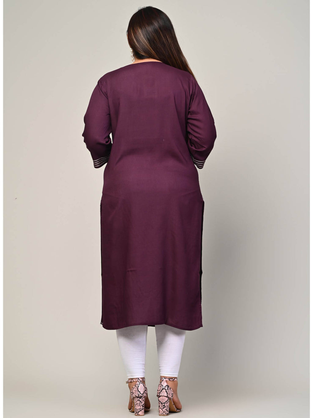 Women Plus Size Round Neck Kurta -Yellow | KDG - view 40