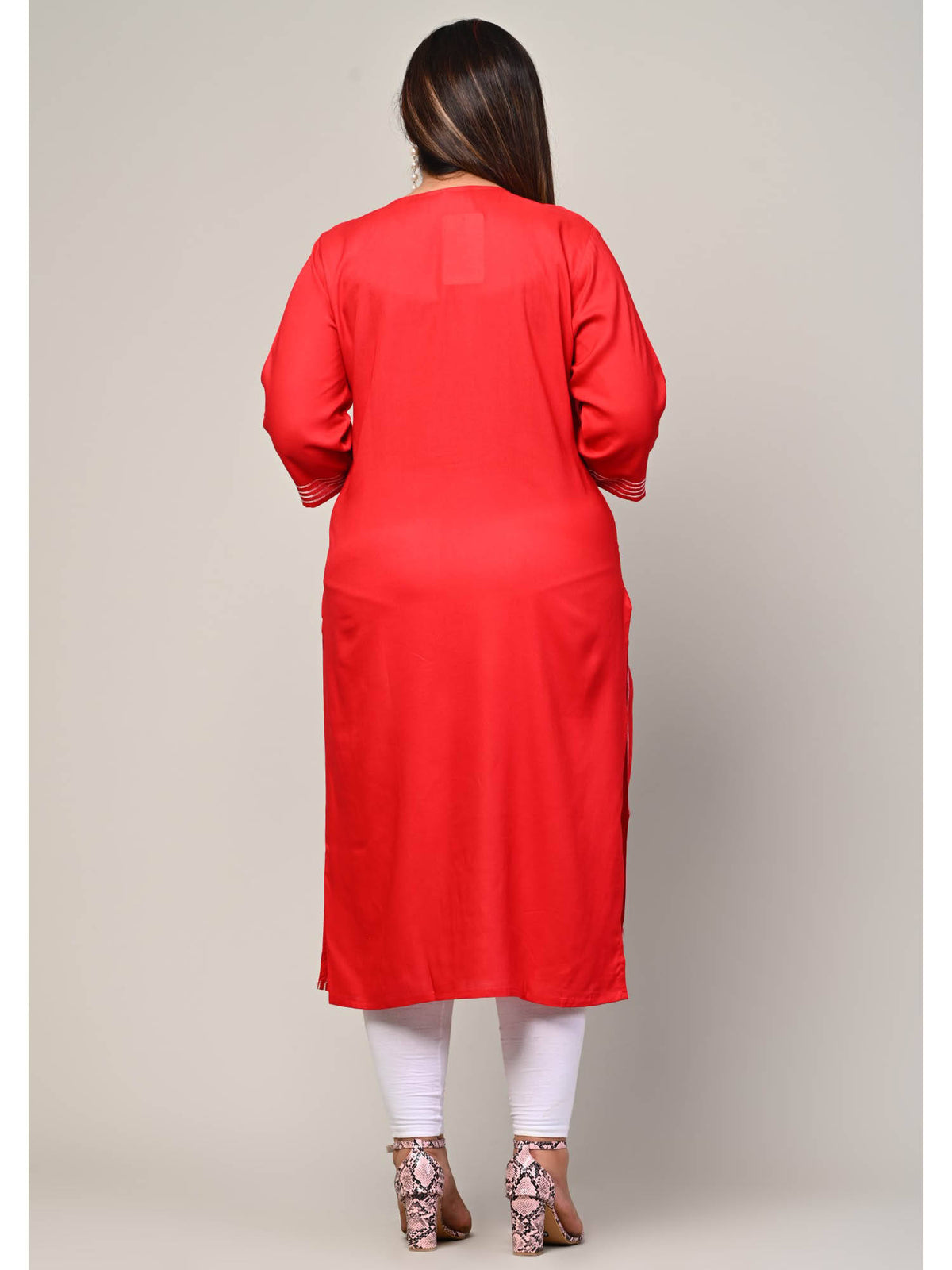 Women Plus Size Round Neck Kurta -Yellow | KDG - view 7