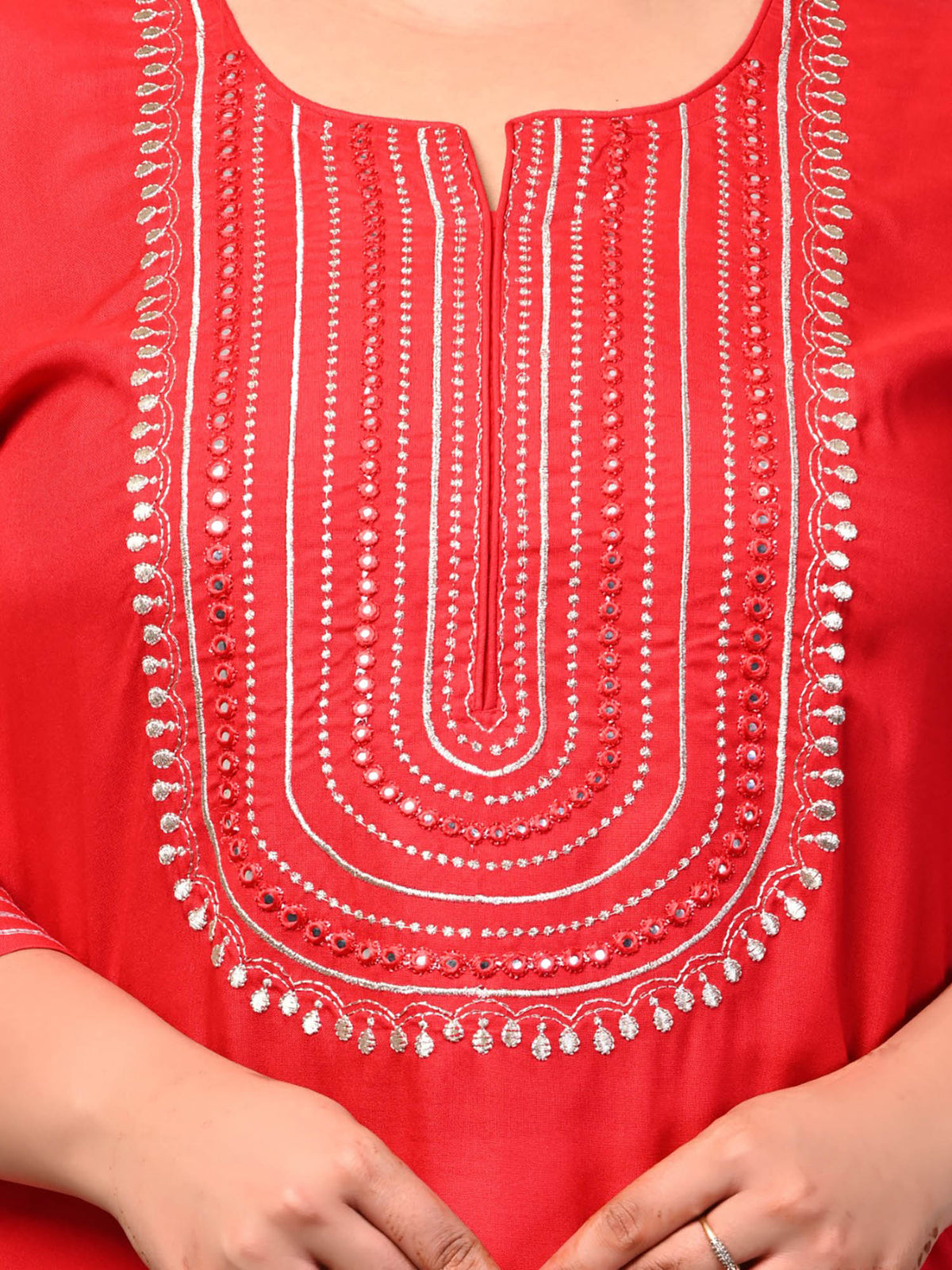 Women Plus Size Round Neck Kurta -Yellow | KDG - view 9