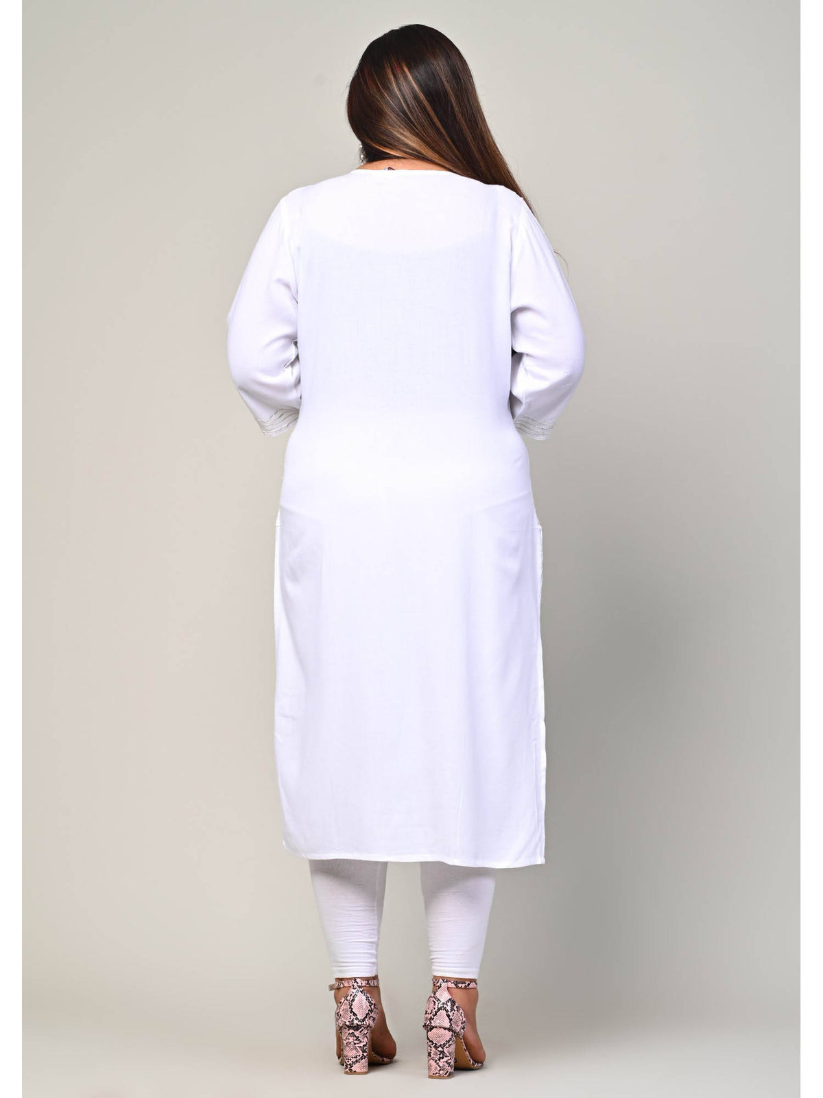Women Plus Size Round Neck Kurta -Yellow | KDG - view 21