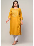 Women Plus Size Round Neck Kurta -Turquoise | FY93 - view 30
