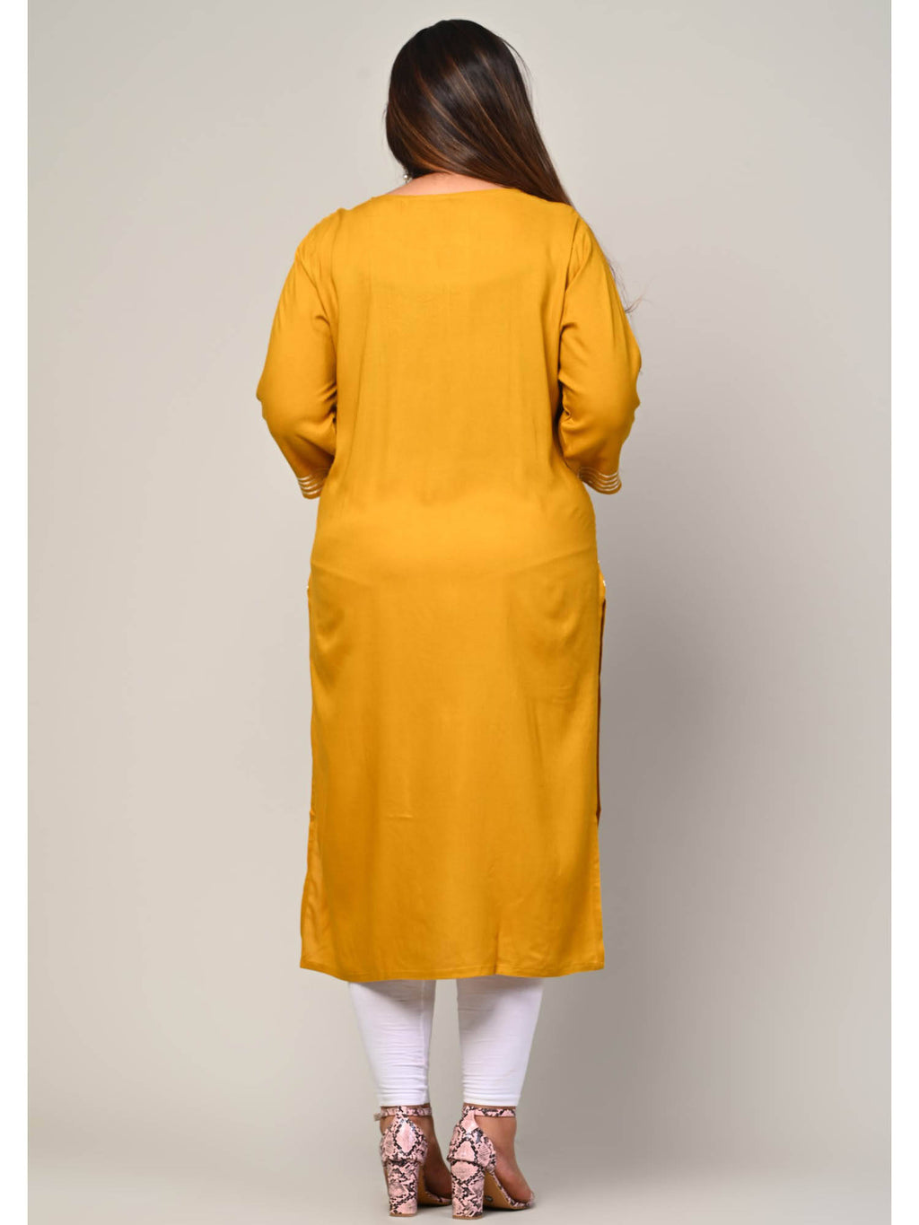 Women Plus Size Round Neck Kurta -Turquoise | FY93 - view 31