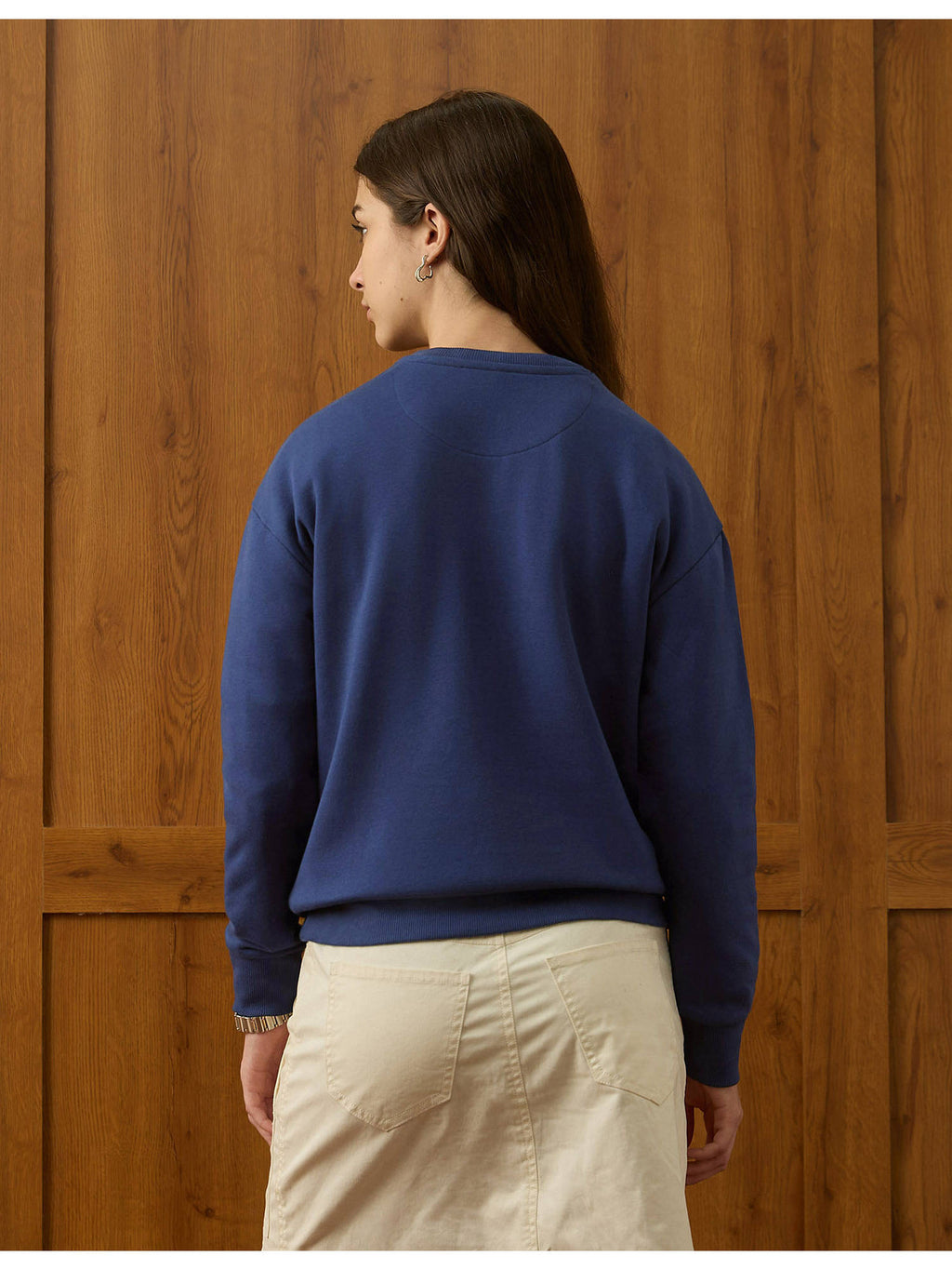 Womens Blue Embellished Drop Shoulder Sweatshirt | HD56 - view 5