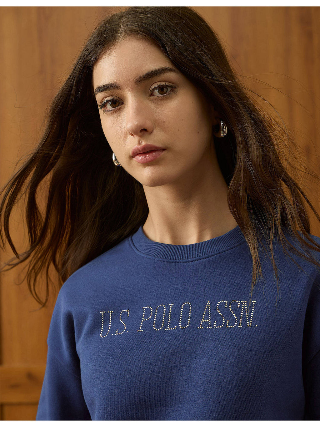 Womens Blue Embellished Drop Shoulder Sweatshirt | HD56 - view 6