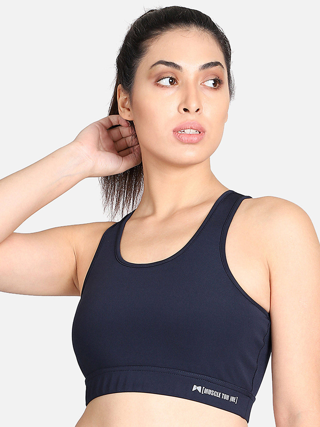 Non-wired Activewear Removable Padding Sports Bra - Navy Blue | sb09 - view 3