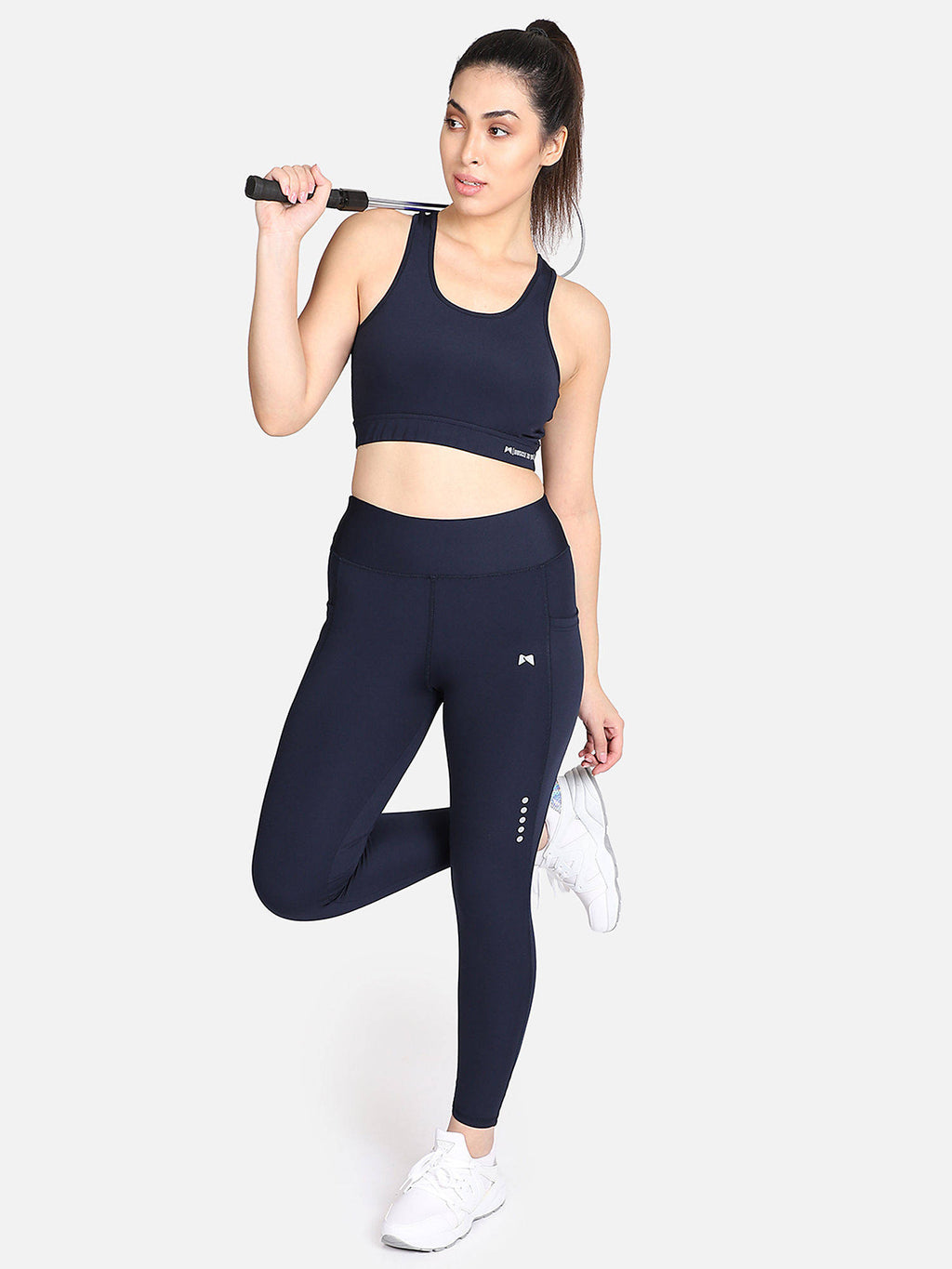Non-wired Activewear Removable Padding Sports Bra - Navy Blue | sb09 - view 6