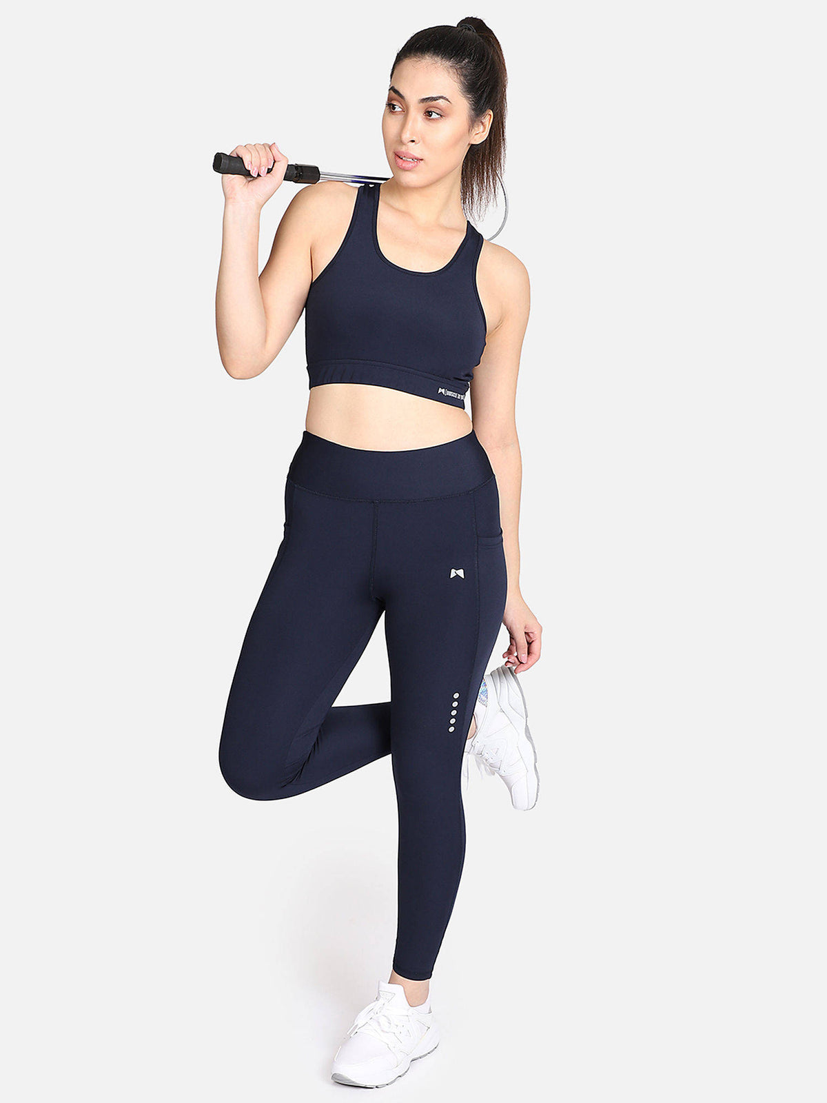 Non-wired Activewear Removable Padding Sports Bra - Navy Blue | sb09 - view 6
