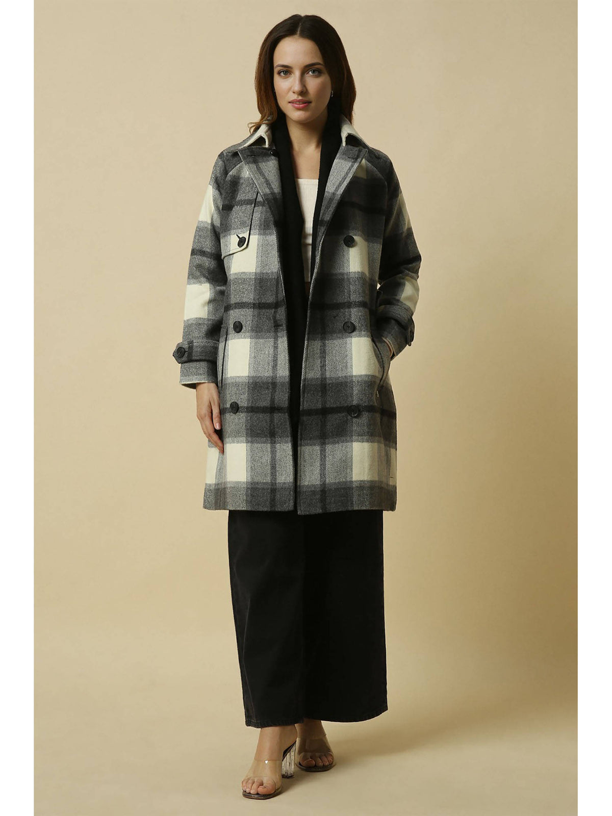Women Grey Check Casual Jacket | JC78 - view 2