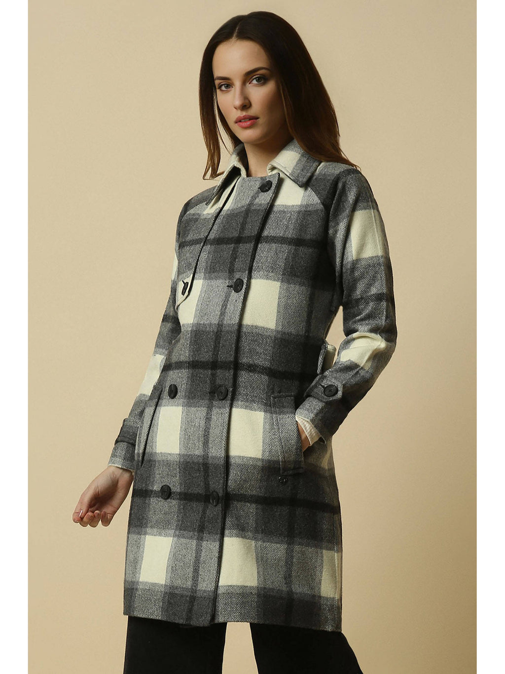 Women Grey Check Casual Jacket | JC78 - view 4