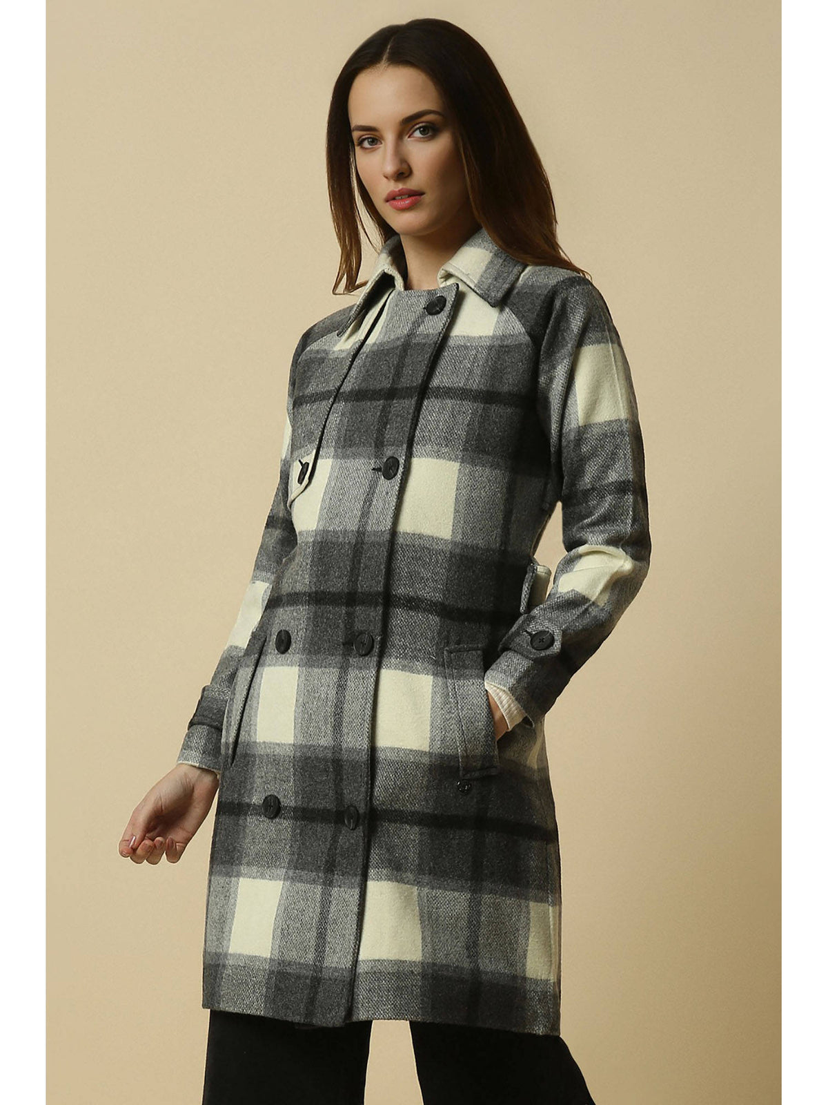 Women Grey Check Casual Jacket | JC78 - view 4