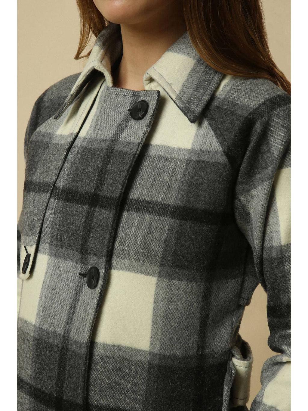 Women Grey Check Casual Jacket | JC78 - view 5