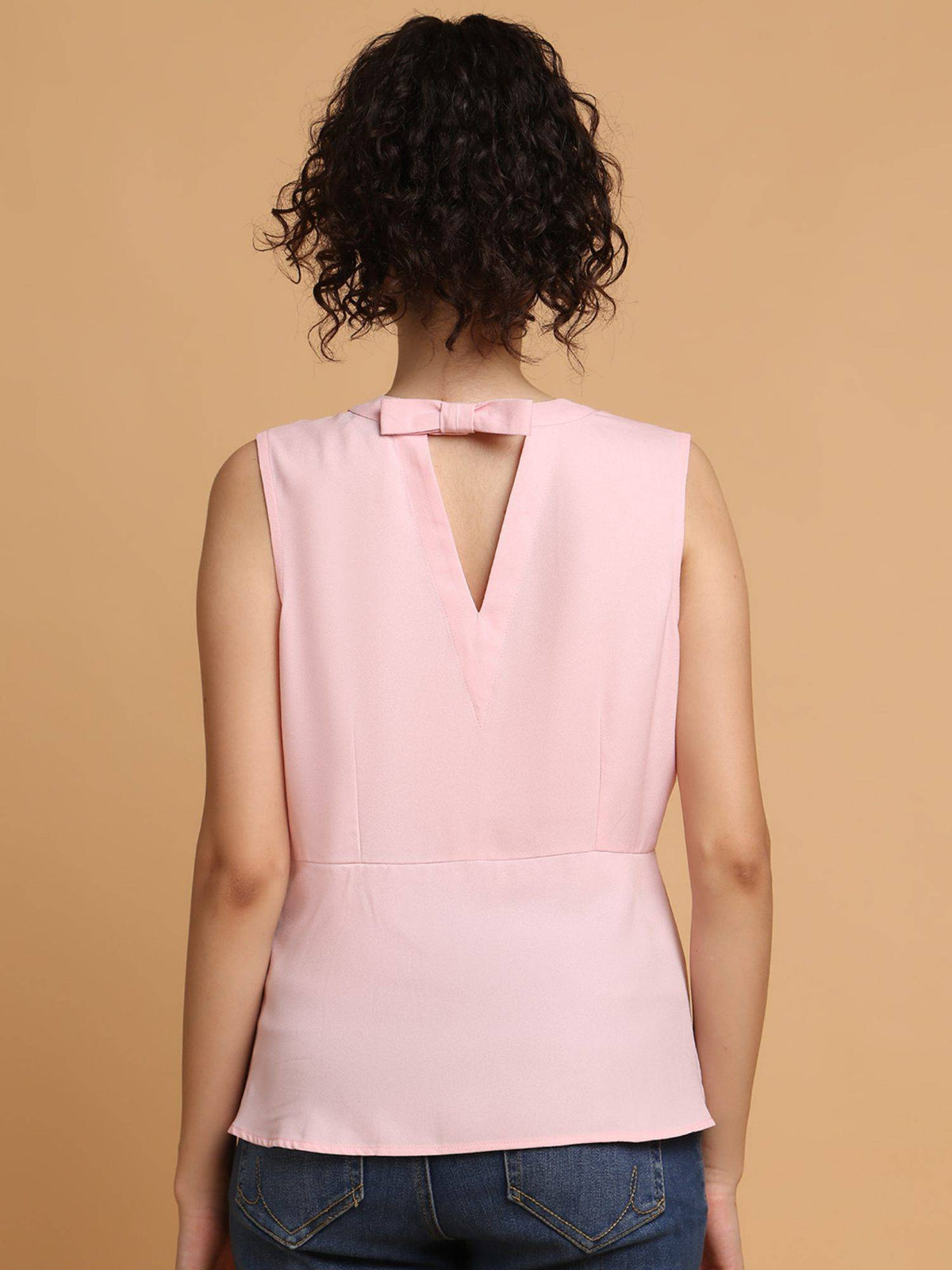 Pink Back Bow Peplum Top | pt51 - view 2
