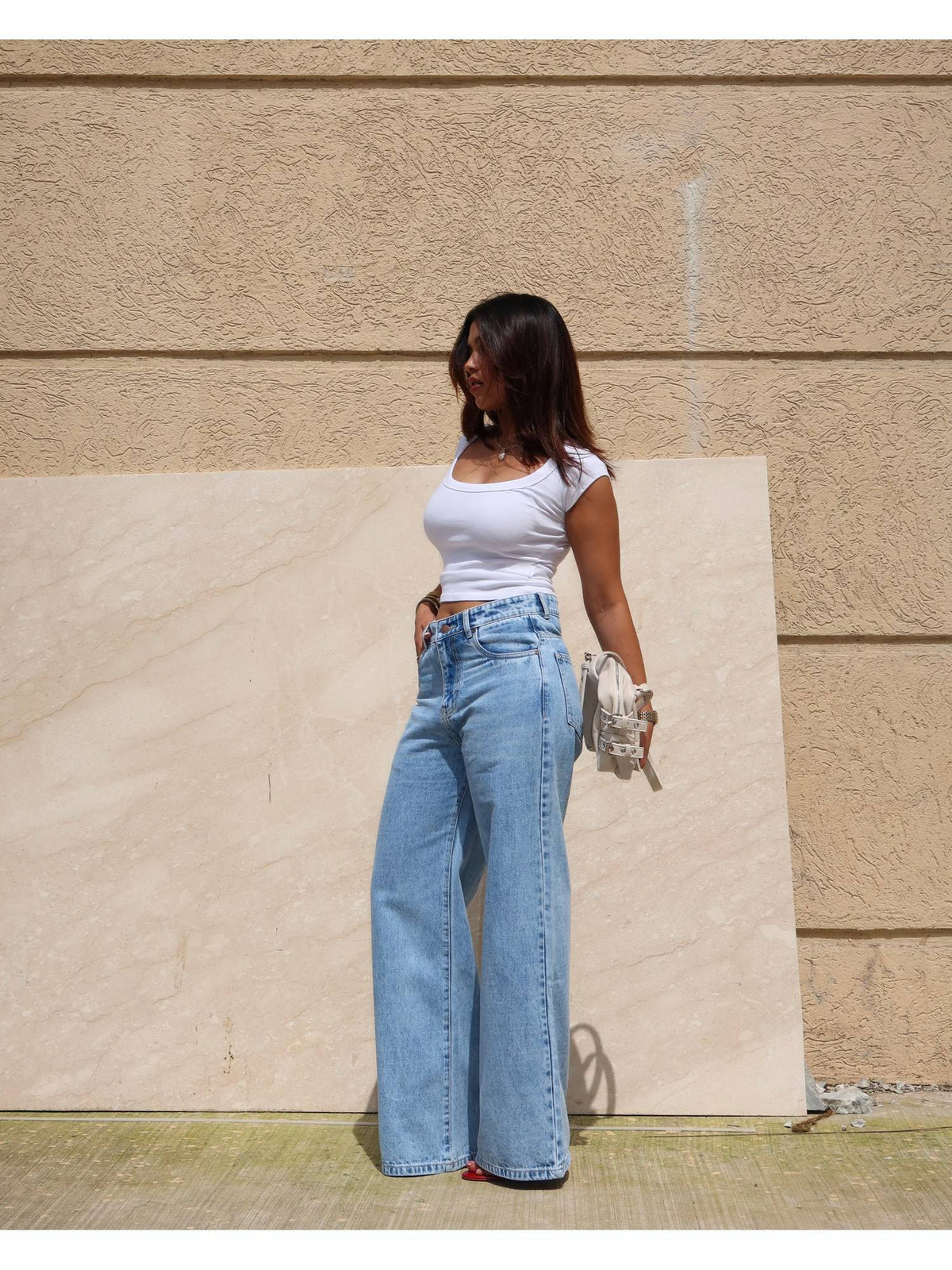 Blue Cotton High Waist Jeans | BG78 - view 3