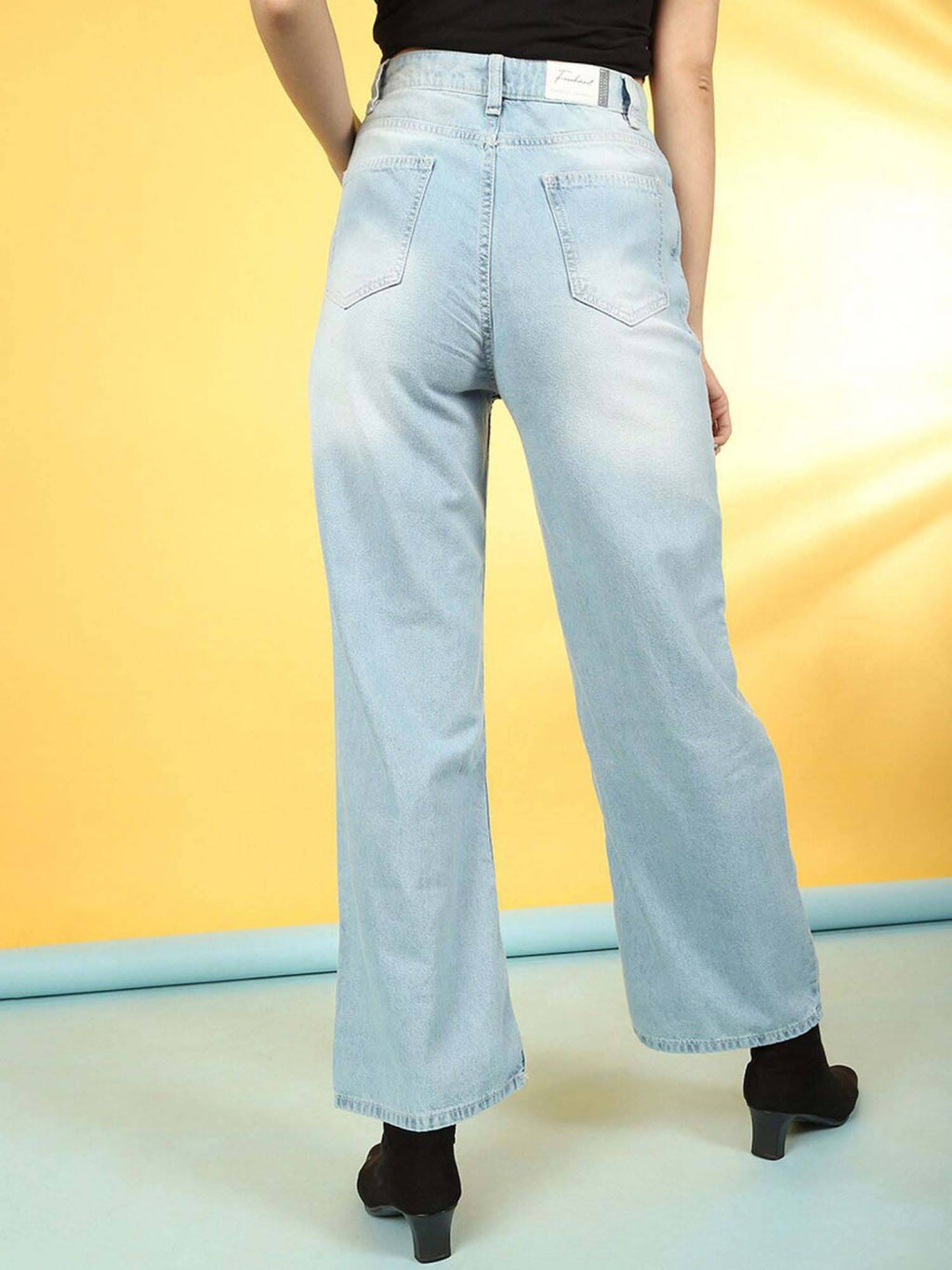 Blue Solid Straight Fit Jeans | ST23 - view 5