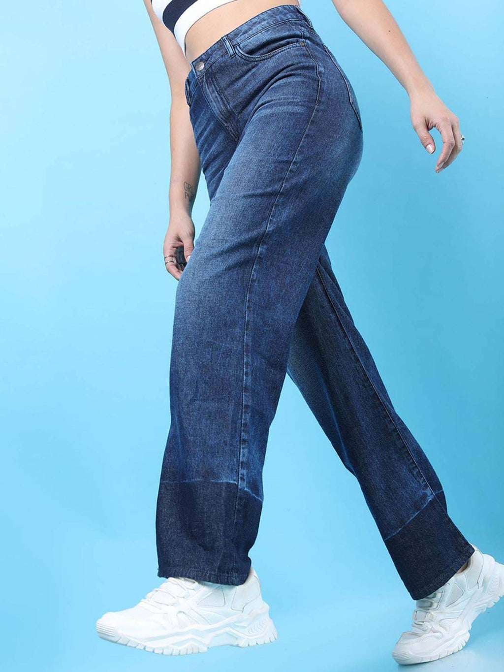 Blue Colorblock Relaxed Fit Jeans | RF89 - view 2