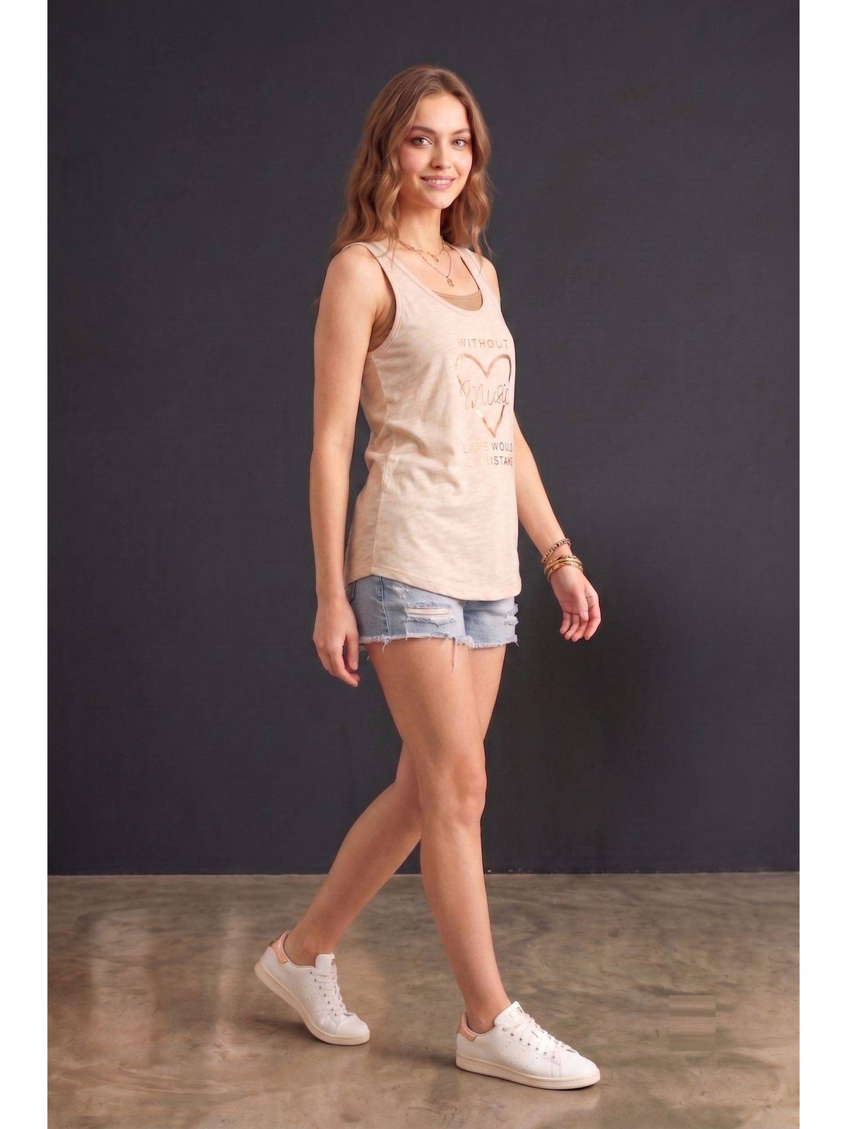 Beige Wineberry Women Tank Top | TT98 - view 2