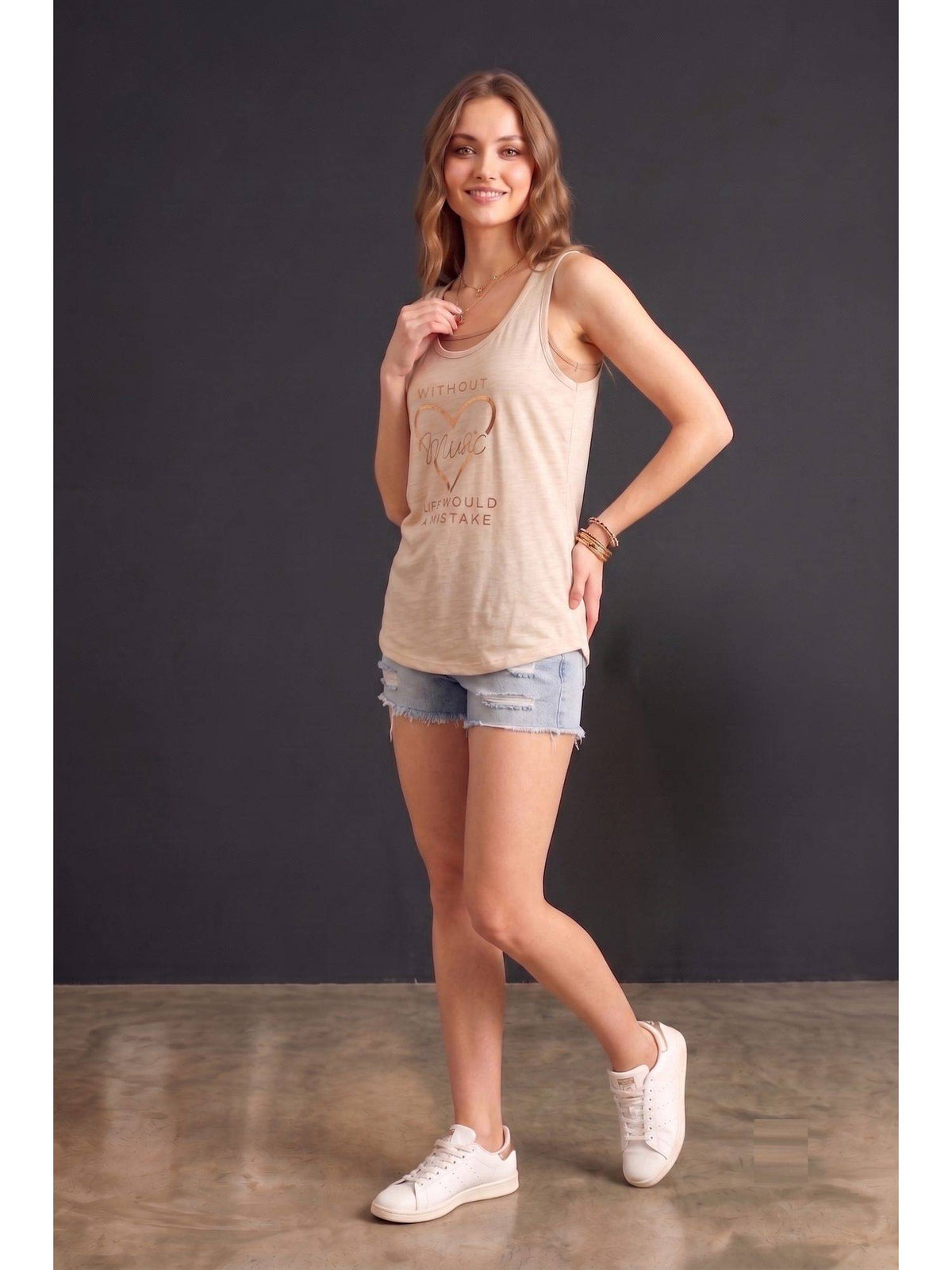 Beige Wineberry Women Tank Top | TT98 - view 3