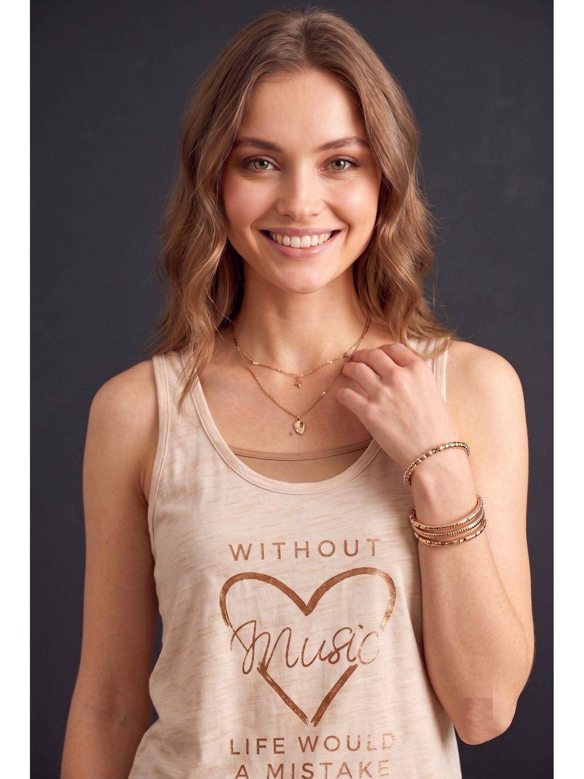 Beige Wineberry Women Tank Top | TT98 - view 4