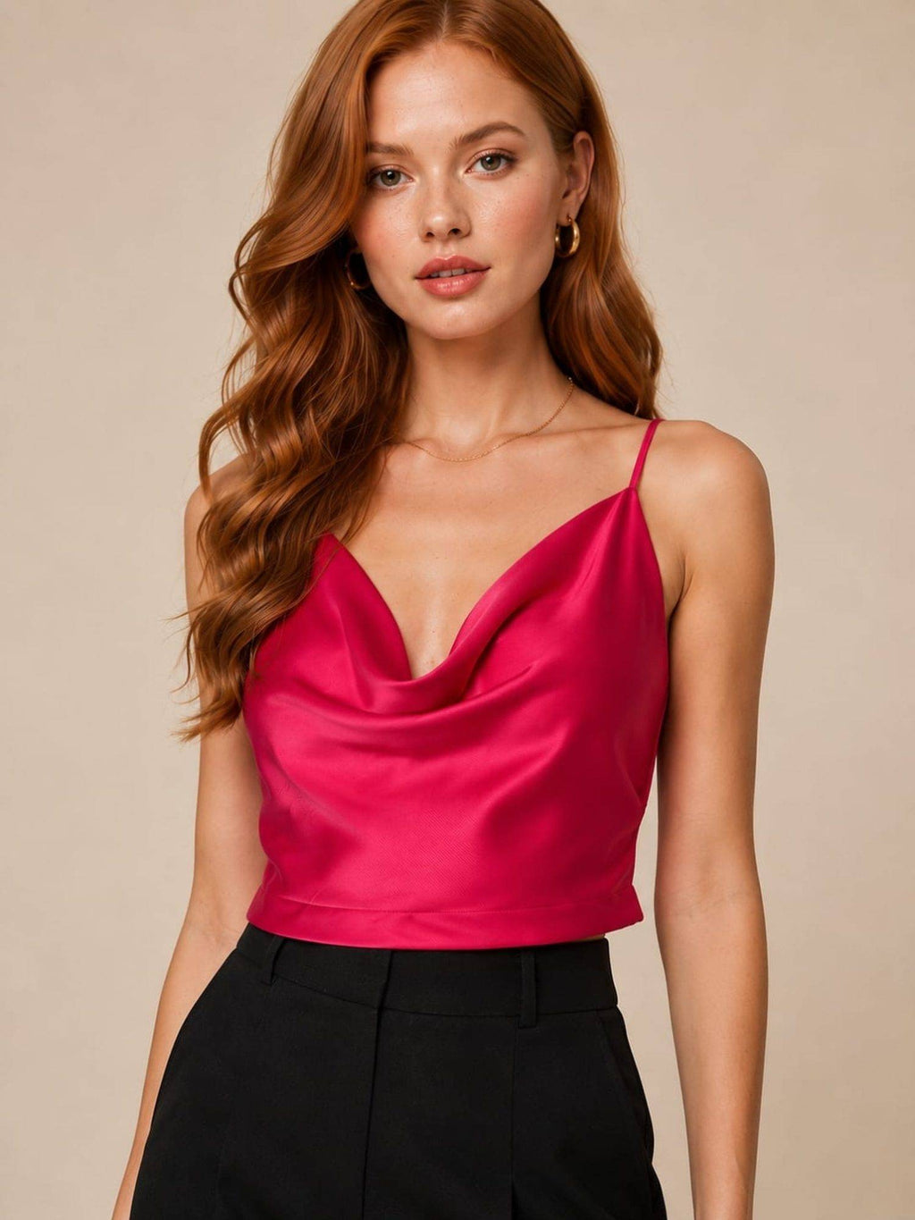 Women'S Pink Cowl Neck Top | CT61 - view 2